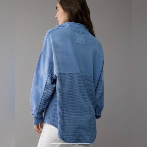 American Eagle Women’s Oversized Half-Zip Blue Sweatshirt Size XS/S NWT - Picture 7 of 10